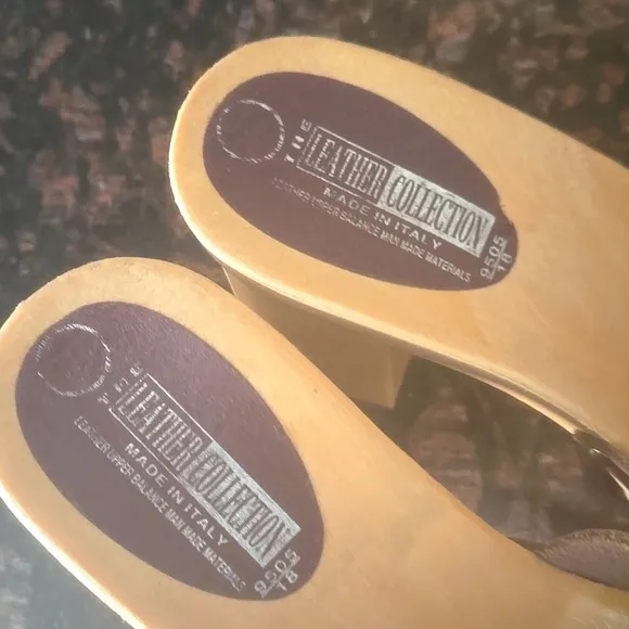 The Leather Collection Vintage Slip-On Leather Clog/Open Toe Sandal Size 6 (37)