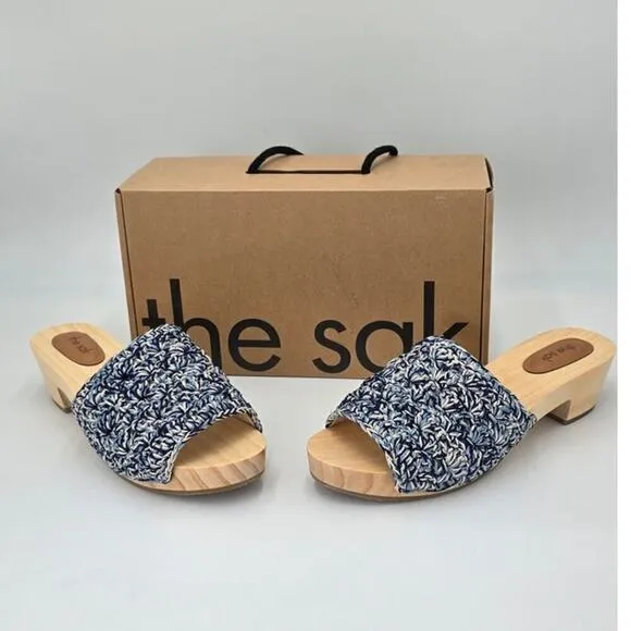 The Sak Ella Wooden Platform Sandals Slip In Crochet Clog MSRP $99 Women's 10