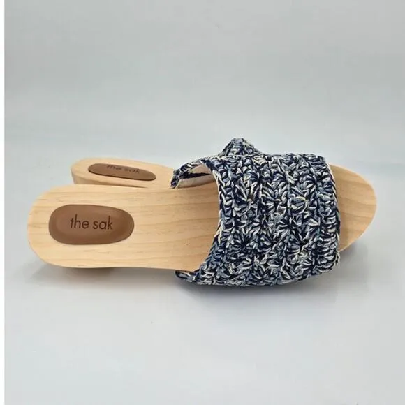 The Sak Ella Wooden Platform Sandals Slip In Crochet Clog MSRP $99 Women's 10