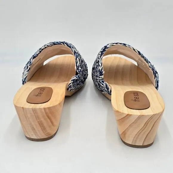 The Sak Ella Wooden Platform Sandals Slip In Crochet Clog MSRP $99 Women's 10