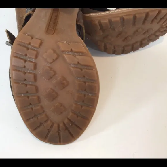 TIMBERLAND EARTHKEEPERS STAFFORD SUEDE LEATHER WOODEN HEEL SANDALS SZ 7.5