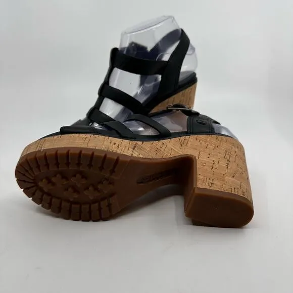 Timberland Roslyn Fisherman Sandal Block Heels Black Womens Size US 7 EU 38 UK 5