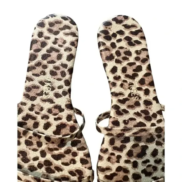 TKEES Gemma Leather Slide Sandals Leopard