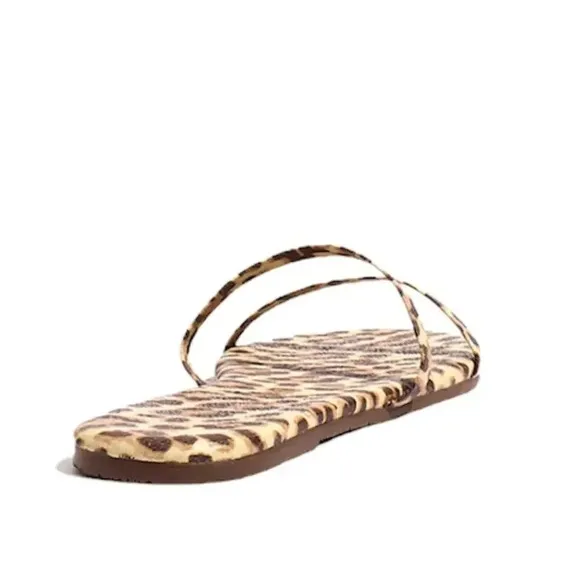 TKEES Gemma Leather Slide Sandals Leopard