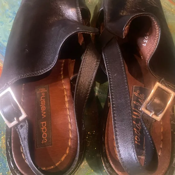 TODD WELSH NET YORK Black Leather Slip-On Shoes 9 1/2 USA 11 1/2