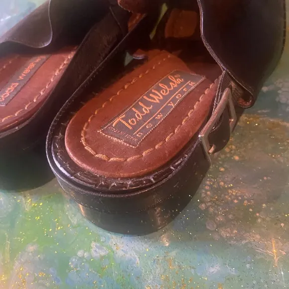 TODD WELSH NET YORK Black Leather Slip-On Shoes 9 1/2 USA 11 1/2