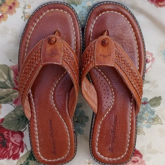 Tommy Bahama Men's Anchors Away Brown Genuine Leather Sandals Size 9