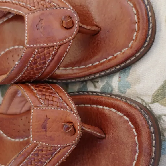 Tommy Bahama Men's Anchors Away Brown Genuine Leather Sandals Size 9