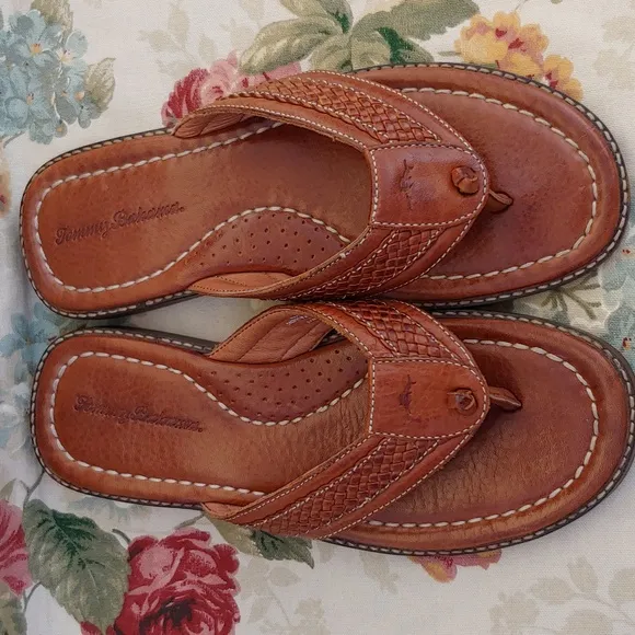 Tommy Bahama Men's Anchors Away Brown Genuine Leather Sandals Size 9