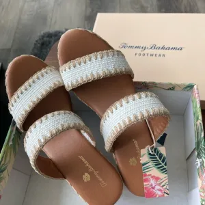 Tommy Bahama Women's Tan and White Sandals