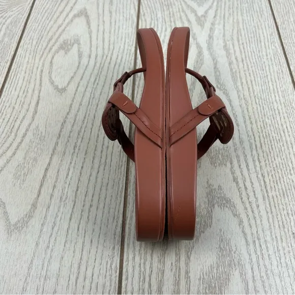 Tommy Hilfiger Women's Large TH Logo Relina Footbed Sandals 5.5M Med Brown $69