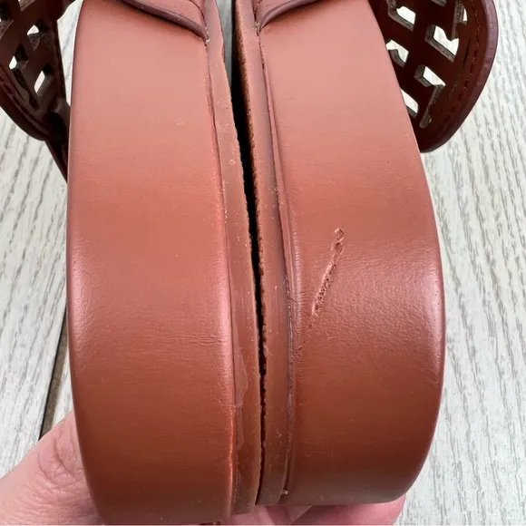 Tommy Hilfiger Women's Large TH Logo Relina Footbed Sandals 5.5M Med Brown $69