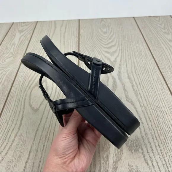 Tommy Hilfiger Women's Large TH Logo Relina Footbed Sandals 5M Black $69