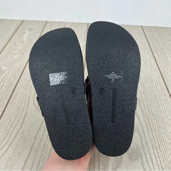 Tommy Hilfiger Women's Large TH Logo Relina Footbed Sandals 5M Black $69
