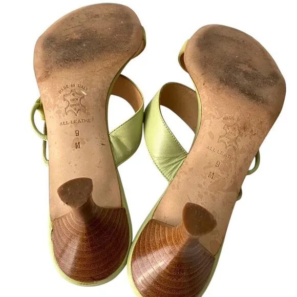 Tommy Bahama Green Kitten Heels Sandals Made in Italy in Size 9M