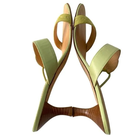 Tommy Bahama Green Kitten Heels Sandals Made in Italy in Size 9M
