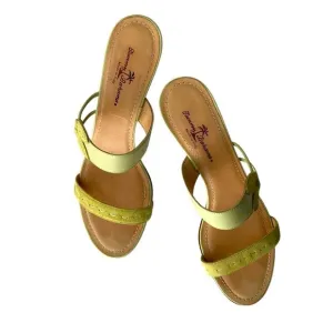 Tommy Bahama Green Kitten Heels Sandals Made in Italy in Size 9M