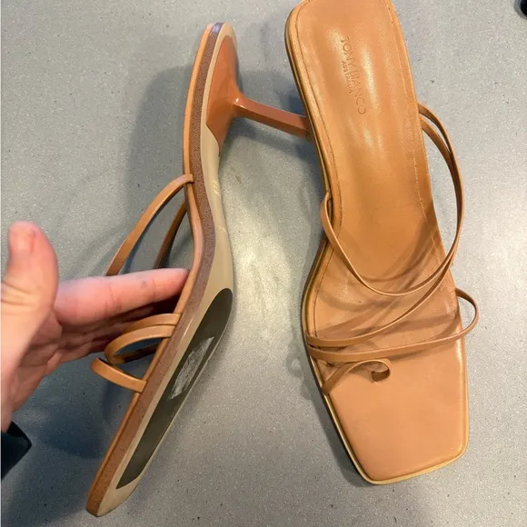 TONY BIANCO leather wrap trendy tan como danni heeled sandals 9.5