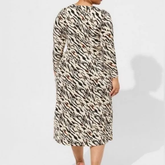 TORRID Maxi Studio Knot Long Sleeve Dress Zebra Watercolor Size 4X