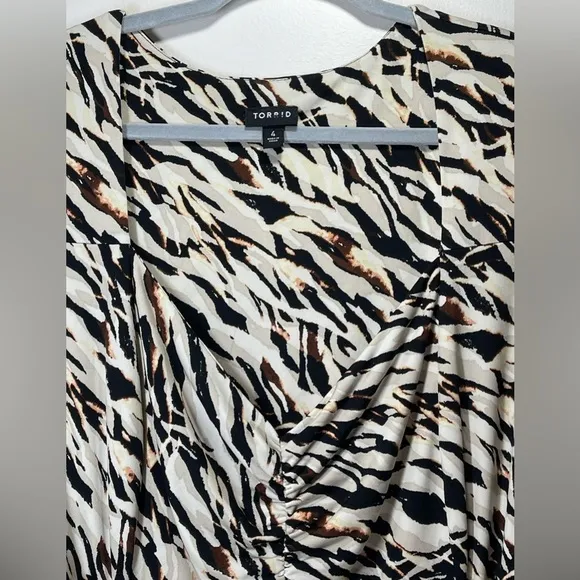 TORRID Maxi Studio Knot Long Sleeve Dress Zebra Watercolor Size 4X