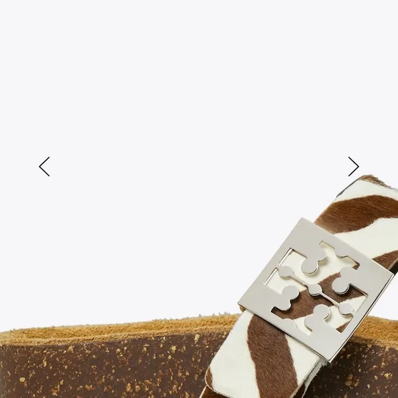 Tory Burch Black and Brown Mellow T STRAP Sandals GENUINE CALFHAIR new