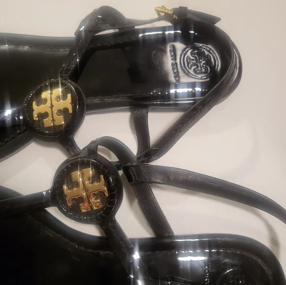 Tory Burch Black and Gold Women's Sandals Size 8 Good Condition