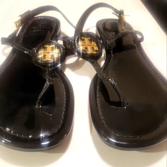 Tory Burch Black and Gold Women's Sandals Size 8 Good Condition