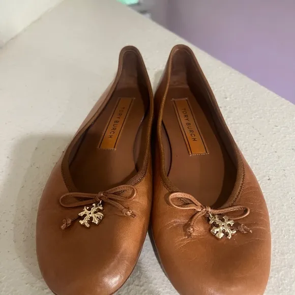 Tory Burch Brown Charm Ballet Flats Sandals walking‎ shoes comfort 8.5