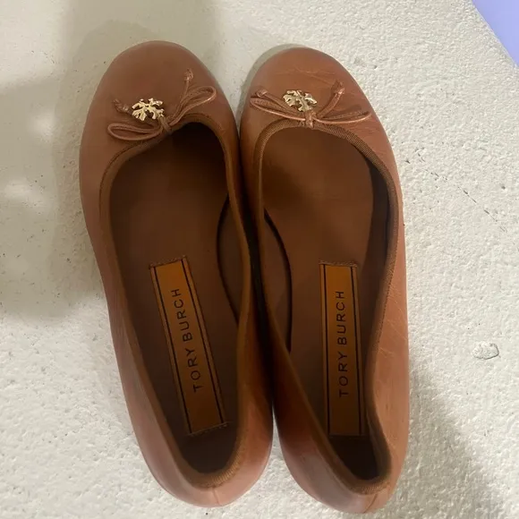 Tory Burch Brown Charm Ballet Flats Sandals walking‎ shoes comfort 8.5