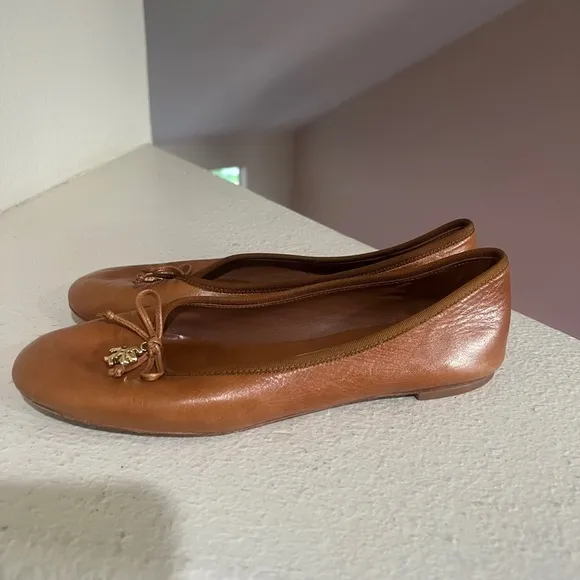 Tory Burch Brown Charm Ballet Flats Sandals walking‎ shoes comfort 8.5