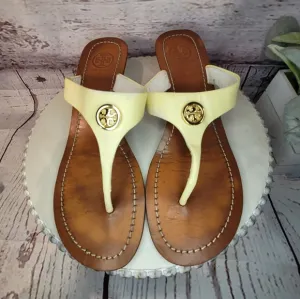 Tory Burch Cameron Wedge Cream Leather Sandals