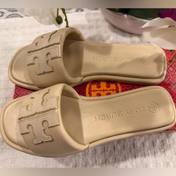 Tory Burch Double T Sports Slide Sandals, size 8, New with Box