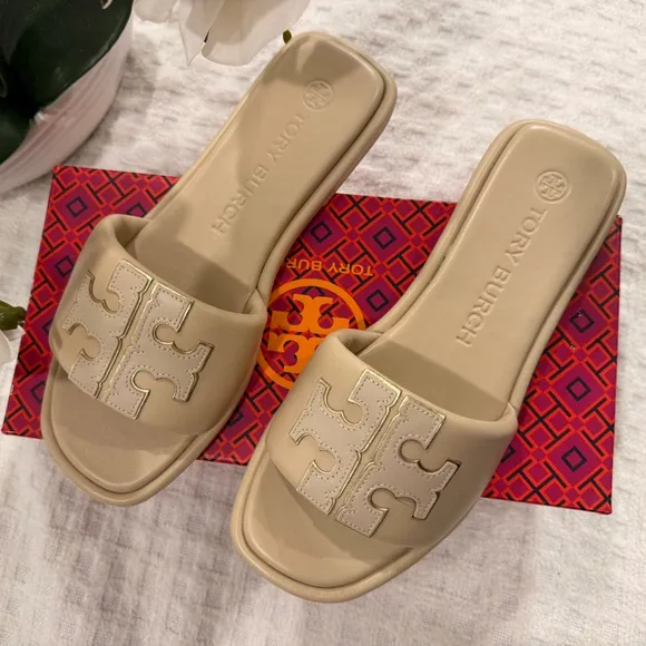 Tory Burch Double T Sports Slide Sandals, size 8, New with Box