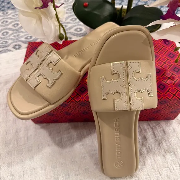 Tory Burch Double T Sports Slide Sandals, size 8, New with Box