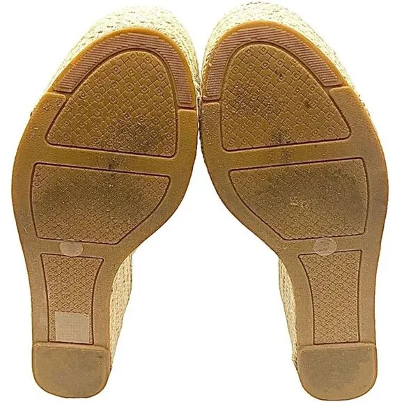 Tory Burch Frieda 50mm Espadrille Wedge Sandal Size 8 M Color Blush Stripe/Tan
