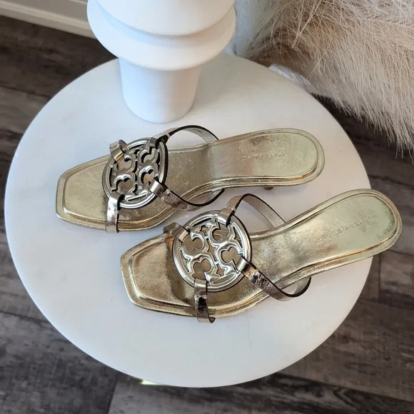 Tory Burch Geo Bombay Miller Low Heel Sandals with Square Toe