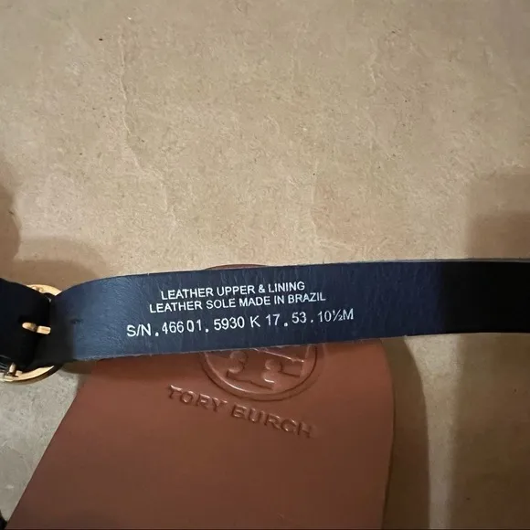 Tory Burch | May Perforated Ankle Strap Sandals Leather Navy Blue Size 10.5