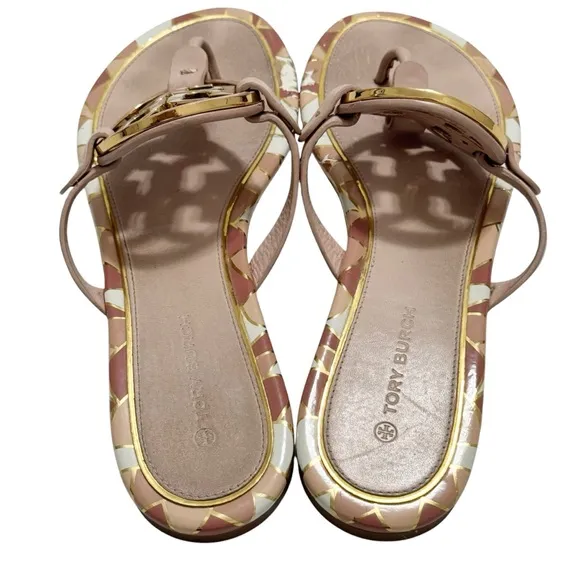 Tory Burch Miller Enamel Seashell Pink Slide Sandal Size 8