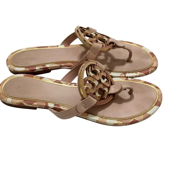 Tory Burch Miller Enamel Seashell Pink Slide Sandal Size 8