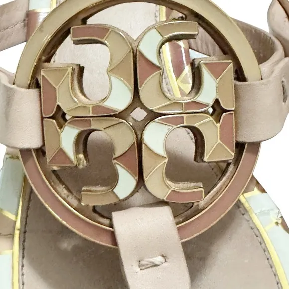 Tory Burch Miller Enamel Seashell Pink Slide Sandal Size 8
