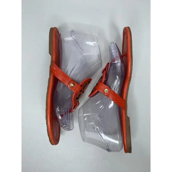 Tory Burch Miller Leather Sandals Orange Slip On Women’s Size 7