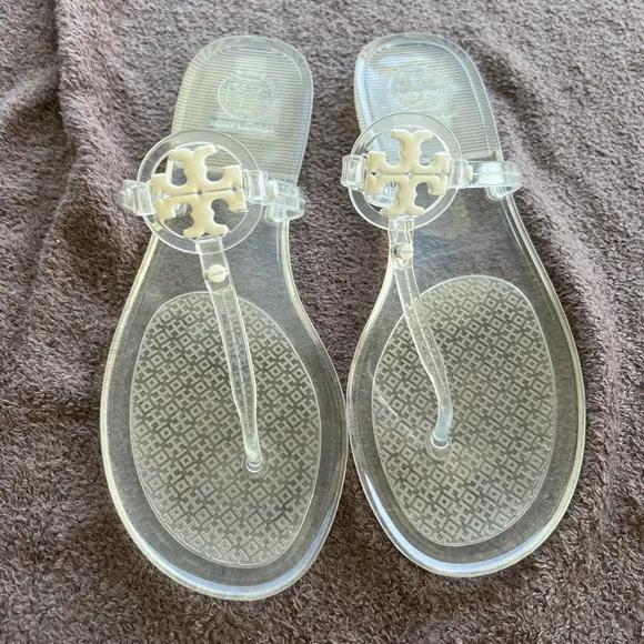 Tory Burch Mini Miller White Clear Sandals 7