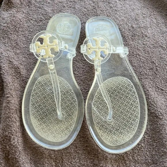 Tory Burch Mini Miller White Clear Sandals 7