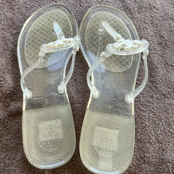 Tory Burch Mini Miller White Clear Sandals 7