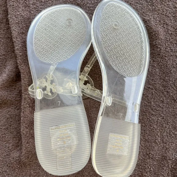Tory Burch Mini Miller White Clear Sandals 7