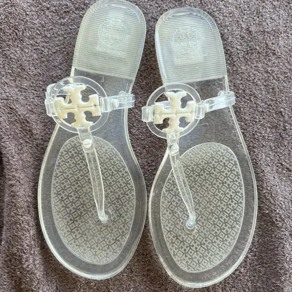 Tory Burch Mini Miller White Clear Sandals 7