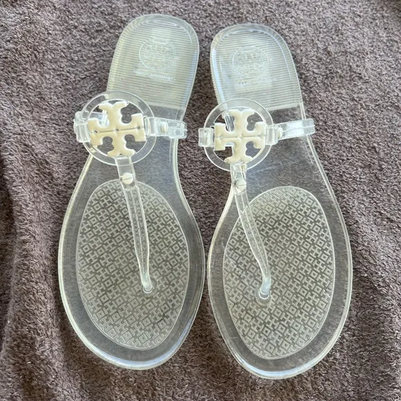Tory Burch Mini Miller White Clear Sandals 7