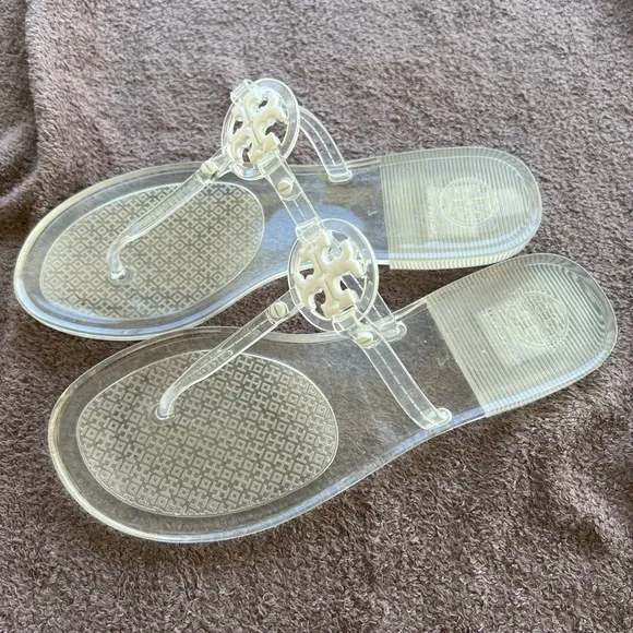 Tory Burch Mini Miller White Clear Sandals 7