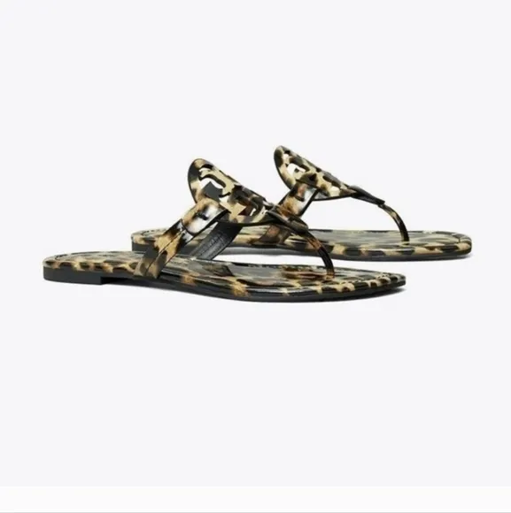 TORY BURCH Natural Leopard Patent Leather Women's Millers Size 7.5 NWT