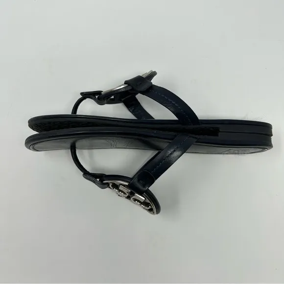 Tory Burch Navy Silver Metal Miller Logo Sandals